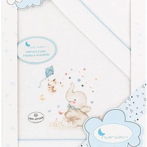 Sábana cuna franela elefante azul