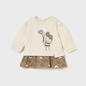 Vestido felpa combinado corazones 1-2 meses Mayoral